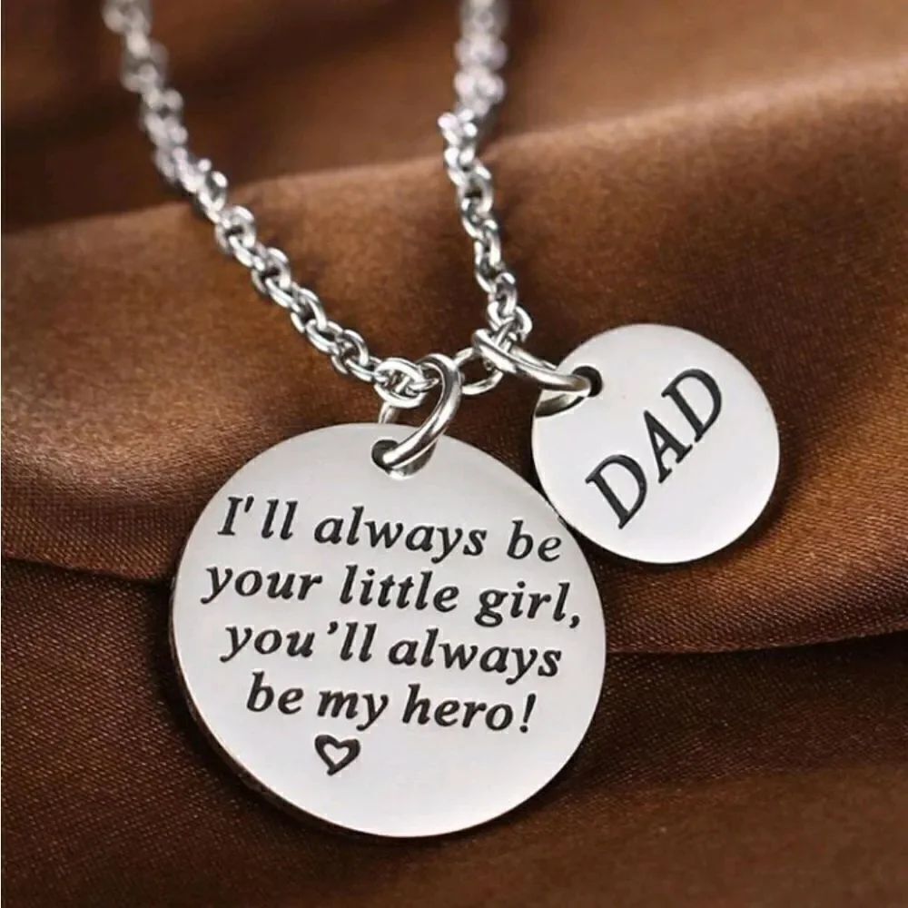 Dad Stainless Steel Silver Necklace Fathers Day Gift